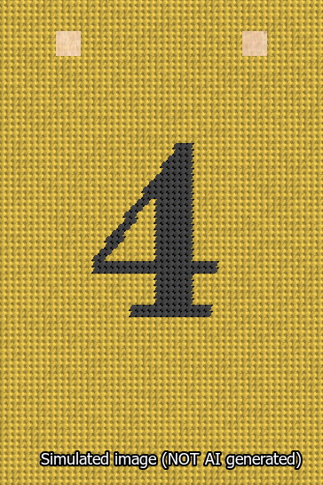 A simulated image of the stitched needlepoint design: Banner 13m Squared 4 Black on Yellow. Not A.I. generated.