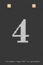 A simulated image of the stitched needlepoint design: Banner 13m Squared 4 White on Black. Not A.I. generated.