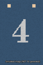 A simulated image of the stitched needlepoint design: Banner 13m Squared 4 White on Blue. Not A.I. generated.