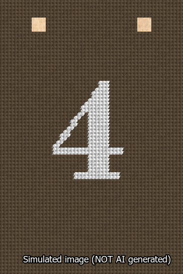 A simulated image of the stitched needlepoint design: Banner 13m Squared 4 White on Brown. Not A.I. generated.