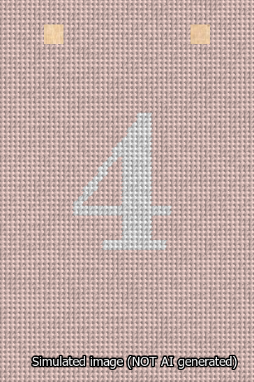 A simulated image of the stitched needlepoint design: Banner 13m Squared 4 White on Pink. Not A.I. generated.