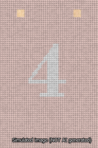 A simulated image of the stitched needlepoint design: Banner 13m Squared 4 White on Pink. Not A.I. generated.