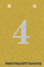 A simulated image of the stitched needlepoint design: Banner 13m Squared 4 White on Yellow. Not A.I. generated.