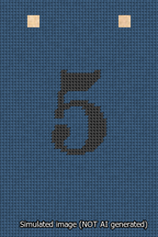 A simulated image of the stitched needlepoint design: Banner 13m Squared 5 Black on Blue. Not A.I. generated.
