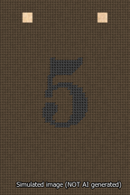A simulated image of the stitched needlepoint design: Banner 13m Squared 5 Black on Brown. Not A.I. generated.