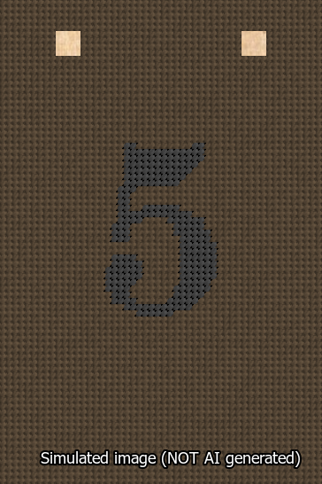 A simulated image of the stitched needlepoint design: Banner 13m Squared 5 Black on Brown. Not A.I. generated.