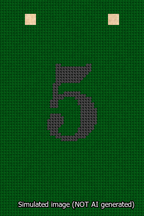 A simulated image of the stitched needlepoint design: Banner 13m Squared 5 Black on Green. Not A.I. generated.