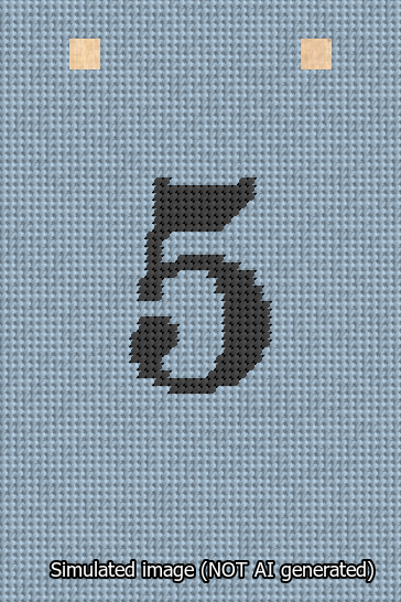 A simulated image of the stitched needlepoint design: Banner 13m Squared 5 Black on Light Blue. Not A.I. generated.