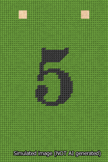 A simulated image of the stitched needlepoint design: Banner 13m Squared 5 Black on Light Green. Not A.I. generated.