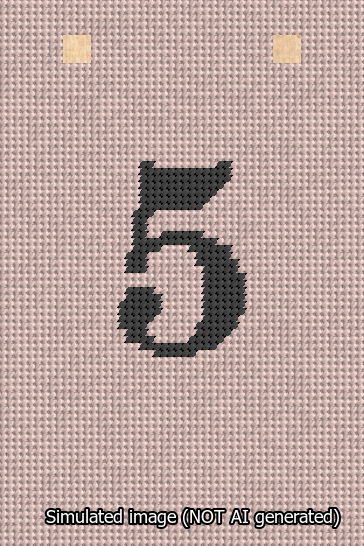 A simulated image of the stitched needlepoint design: Banner 13m Squared 5 Black on Pink. Not A.I. generated.