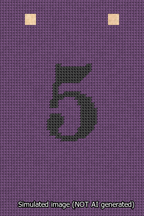 A simulated image of the stitched needlepoint design: Banner 13m Squared 5 Black on Purple. Not A.I. generated.