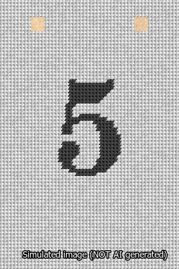 A simulated image of the stitched needlepoint design: Banner 13m Squared 5 Black on White. Not A.I. generated.