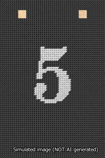 A simulated image of the stitched needlepoint design: Banner 13m Squared 5 White on Black. Not A.I. generated.