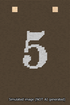 A simulated image of the stitched needlepoint design: Banner 13m Squared 5 White on Brown. Not A.I. generated.