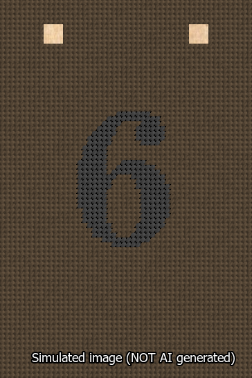 A simulated image of the stitched needlepoint design: Banner 13m Squared 6 Black on Brown. Not A.I. generated.