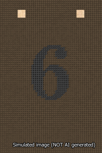 A simulated image of the stitched needlepoint design: Banner 13m Squared 6 Black on Brown. Not A.I. generated.