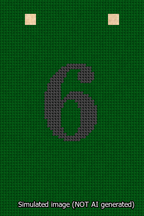 A simulated image of the stitched needlepoint design: Banner 13m Squared 6 Black on Green. Not A.I. generated.