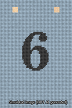 A simulated image of the stitched needlepoint design: Banner 13m Squared 6 Black on Light Blue. Not A.I. generated.
