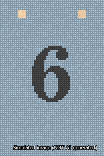 A simulated image of the stitched needlepoint design: Banner 13m Squared 6 Black on Light Blue. Not A.I. generated.