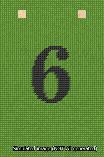 A simulated image of the stitched needlepoint design: Banner 13m Squared 6 Black on Light Green. Not A.I. generated.