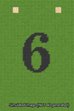 A simulated image of the stitched needlepoint design: Banner 13m Squared 6 Black on Light Green. Not A.I. generated.