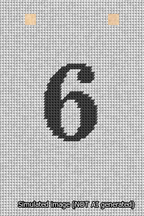 A simulated image of the stitched needlepoint design: Banner 13m Squared 6 Black on White. Not A.I. generated.