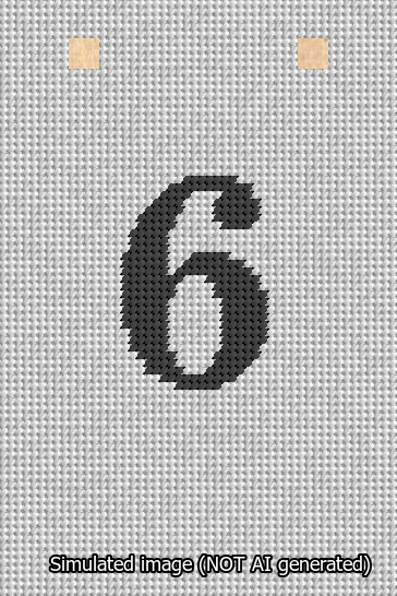 A simulated image of the stitched needlepoint design: Banner 13m Squared 6 Black on White. Not A.I. generated.