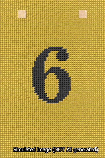 A simulated image of the stitched needlepoint design: Banner 13m Squared 6 Black on Yellow. Not A.I. generated.