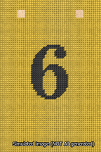 A simulated image of the stitched needlepoint design: Banner 13m Squared 6 Black on Yellow. Not A.I. generated.