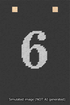 A simulated image of the stitched needlepoint design: Banner 13m Squared 6 White on Black. Not A.I. generated.
