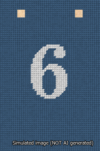 A simulated image of the stitched needlepoint design: Banner 13m Squared 6 White on Blue. Not A.I. generated.