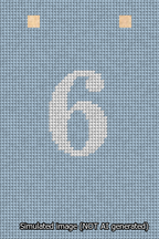 A simulated image of the stitched needlepoint design: Banner 13m Squared 6 White on Light Blue. Not A.I. generated.