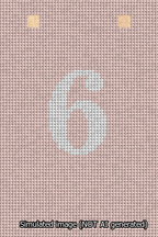A simulated image of the stitched needlepoint design: Banner 13m Squared 6 White on Pink. Not A.I. generated.
