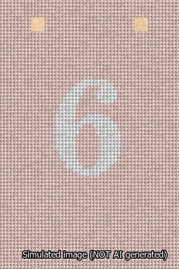 A simulated image of the stitched needlepoint design: Banner 13m Squared 6 White on Pink. Not A.I. generated.