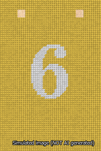 A simulated image of the stitched needlepoint design: Banner 13m Squared 6 White on Yellow. Not A.I. generated.