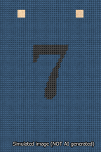 A simulated image of the stitched needlepoint design: Banner 13m Squared 7 Black on Blue. Not A.I. generated.