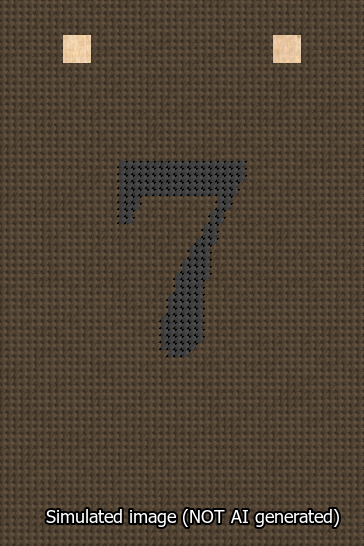 A simulated image of the stitched needlepoint design: Banner 13m Squared 7 Black on Brown. Not A.I. generated.