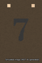 A simulated image of the stitched needlepoint design: Banner 13m Squared 7 Black on Brown. Not A.I. generated.