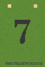 A simulated image of the stitched needlepoint design: Banner 13m Squared 7 Black on Light Green. Not A.I. generated.