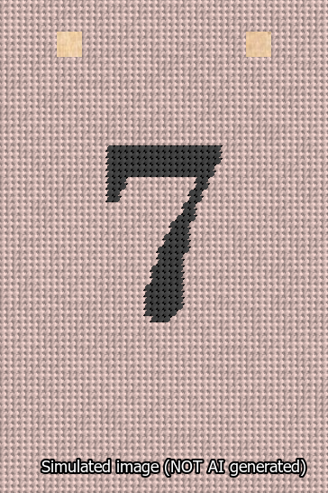 A simulated image of the stitched needlepoint design: Banner 13m Squared 7 Black on Pink. Not A.I. generated.