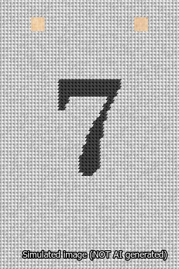 A simulated image of the stitched needlepoint design: Banner 13m Squared 7 Black on White. Not A.I. generated.