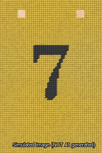 A simulated image of the stitched needlepoint design: Banner 13m Squared 7 Black on Yellow. Not A.I. generated.