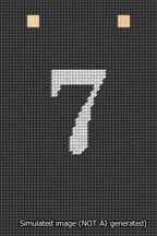 A simulated image of the stitched needlepoint design: Banner 13m Squared 7 White on Black. Not A.I. generated.