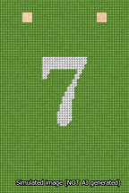 A simulated image of the stitched needlepoint design: Banner 13m Squared 7 White on Light Green. Not A.I. generated.