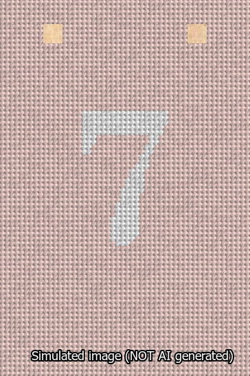 A simulated image of the stitched needlepoint design: Banner 13m Squared 7 White on Pink. Not A.I. generated.