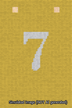 A simulated image of the stitched needlepoint design: Banner 13m Squared 7 White on Yellow. Not A.I. generated.