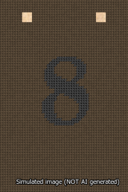 A simulated image of the stitched needlepoint design: Banner 13m Squared 8 Black on Brown. Not A.I. generated.