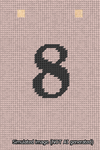 A simulated image of the stitched needlepoint design: Banner 13m Squared 8 Black on Pink. Not A.I. generated.