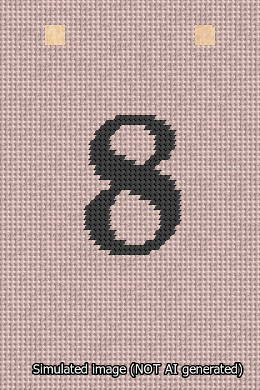 A simulated image of the stitched needlepoint design: Banner 13m Squared 8 Black on Pink. Not A.I. generated.