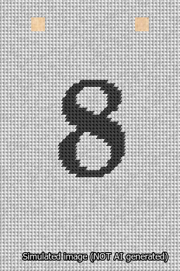 A simulated image of the stitched needlepoint design: Banner 13m Squared 8 Black on White. Not A.I. generated.